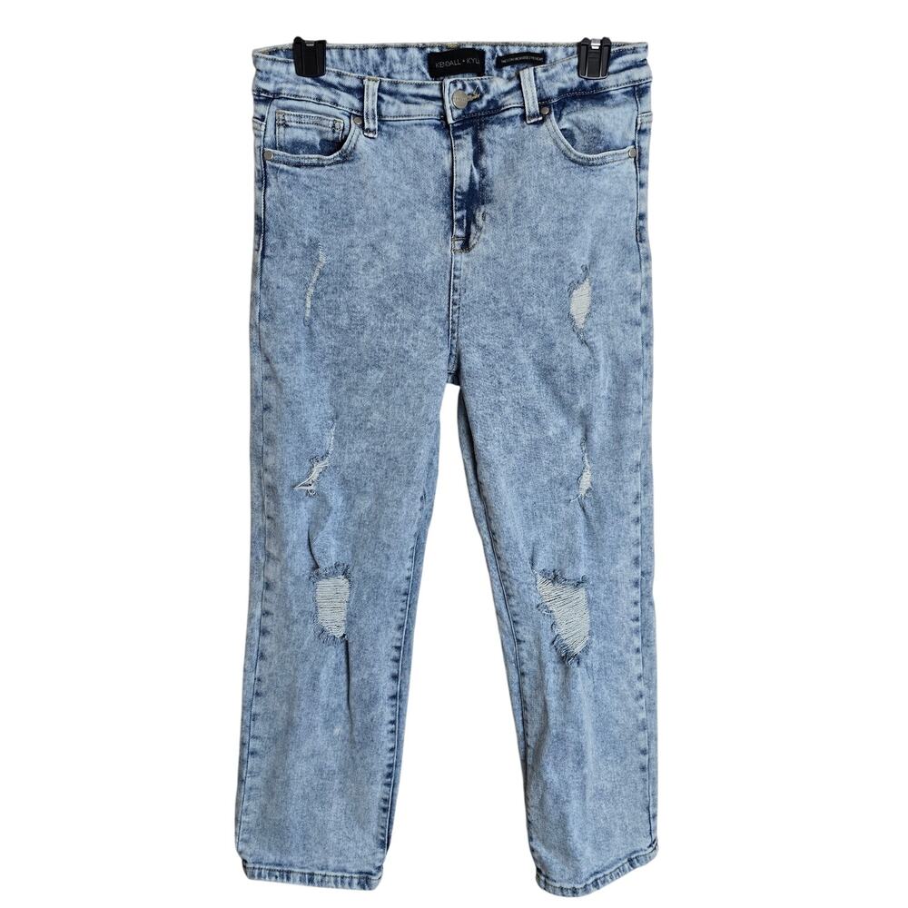 Kendall & Kylie The Icon High Rise Straight Leg Jeans Size 9/29 Distressed Light